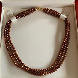 SOLD!!  Three Strand Copper Color Freshwater Pearls